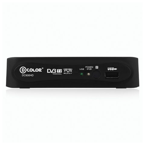 Приставка для цифрового ТВ DVB-T2 D-COLOR DC930HD, RCA, HDMI, USB, пульт ДУ
