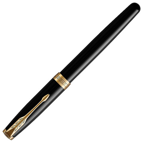 Ручка перьевая PARKER "Sonnet Core Black Lacquer GT", корпус черный глянцевый лак, позолоченные детали, черная, 1931527