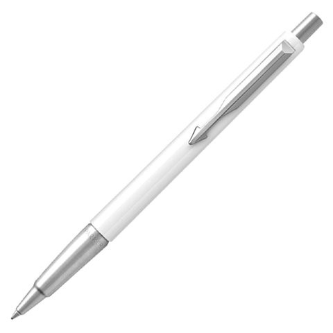 Ручка шариковая PARKER "Vector Standard White CT", корпус белый, детали из нержавеющей стали, синяя, 2025457