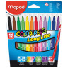 Фломастеры MAPED (Франция) "Color Pep's", 12 цветов, смываемые, трехгранные, картонная упаковка, 845020