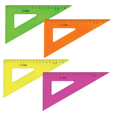 Треугольник пластиковый 30х18 см, СТАММ "Neon Crystal", тонированный, прозрачный, неоновый, ассорти, ТК47