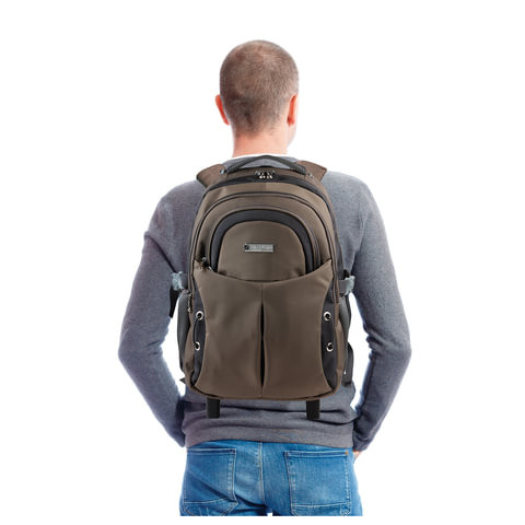 Рюкзак для школы и офиса BRAUBERG "Jax 1", 30 л, размер 43х33х23 см, ткань, на колесах, черно-коричневый, 224458