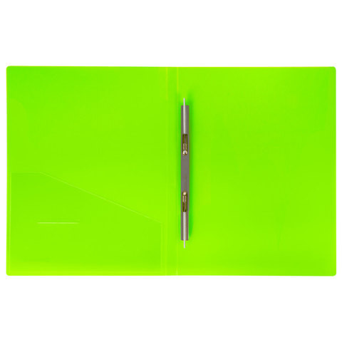 Папка с металлическим скоросшивателем и внутренним карманом BRAUBERG "Neon", 16 мм, зеленая, до 100 листов, 0,7 мм, 227464