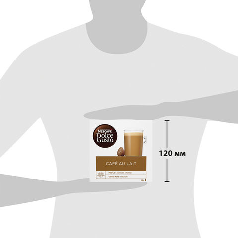 Капсулы для кофемашин NESCAFE Dolce Gusto "Cafe au lait", натуральный кофе с молоком, 16 шт. х 10 г, 12148061