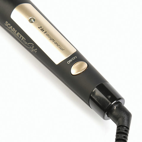 Стайлер для волос SCARLETT SC-HS60595, 30 Вт, выпрямление/завивка, 1 режим, керамика, черный/золото, SC - HS60595