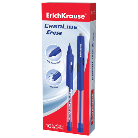 Ручка стираемая гелевая с грипом ERICH KRAUSE "ErgoLine Erase", СИНЯЯ, узел 0,7 мм, линия письма 0,35 мм, 41545