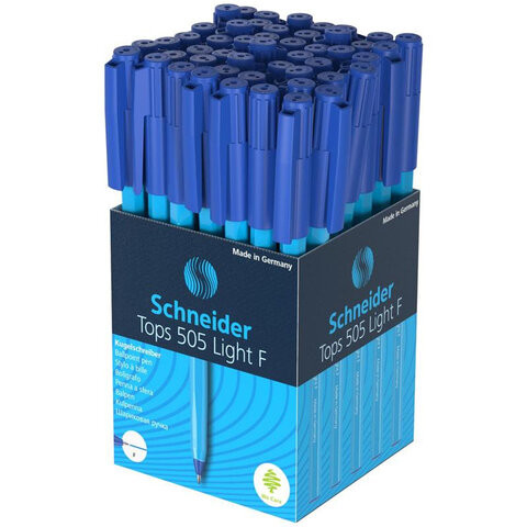 Ручка шариковая SCHNEIDER (Германия) "Tops 505 F" Light, СИНЯЯ, корпус голубой, узел 0,8 мм, 150523
