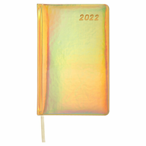 Ежедневник датированный 2022 А5 138x213 мм BRAUBERG "Holiday", "зеркальный кожзам", золотистый, 112747