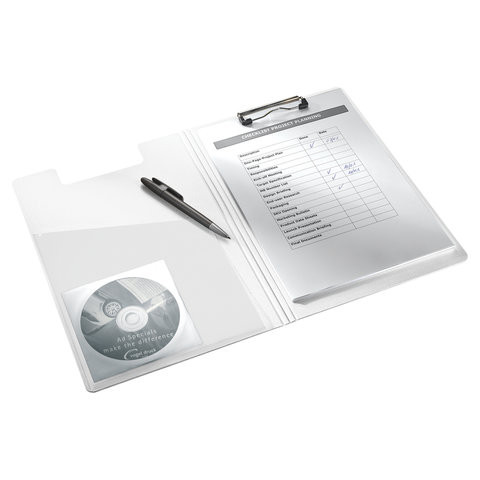 Папка-планшет LEITZ "WOW", с верхним прижимом и крышкой, A4, 330х230 мм, полифом, розовая, 41990023