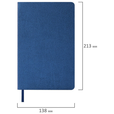 Ежедневник недатированный А5 138х213 мм BRAUBERG "Metallic", под кожу, 136 л., гибкий, синий, 113376