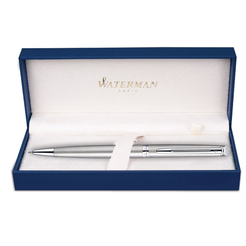 Ручка подарочная шариковая WATERMAN "Hemisphere Stainless Steel CT", серебристый корпус, палладиевое покрытие, синяя, S0920470