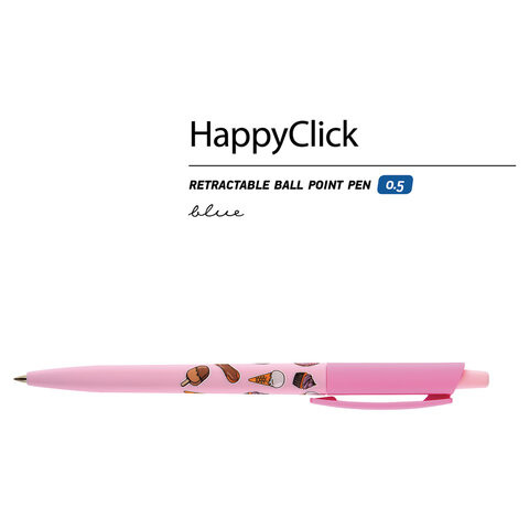 Ручка шариковая автоматическая BRUNO VISCONTI "HappyClick", СИНЯЯ, "Пончики", узел 0,5 мм, линия письма 0,3 мм, 20-0241/28