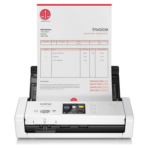 Сканер потоковый BROTHER ADS-1700W, А4, 25 стр./мин, 1200x1200, ДАПД, Wi-Fi, ADS1700W
