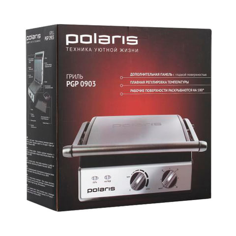 Электрогриль POLARIS PGP 0903, 2000 Вт, 3 съемные панели, регулировка температуры, таймер