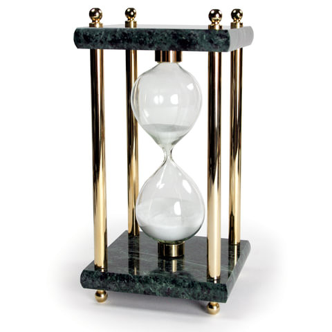 Песочные часы GALANT на 15 минут, зеленый мрамор с золотистой отделкой, 231504