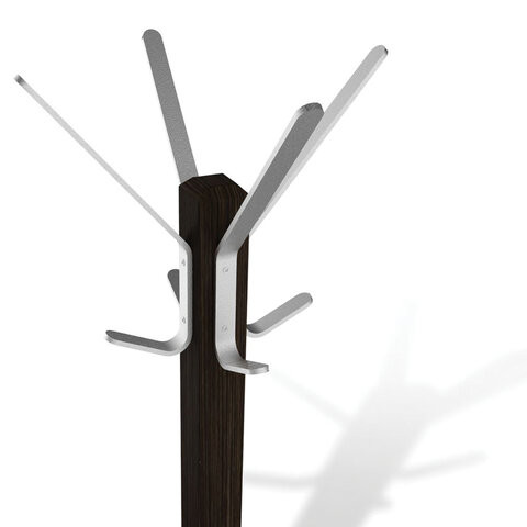 Вешалка-стойка SHT-CR11, 1,8 м, основание 40 см, 5 крючков + 2 дополнительных, дерево/металл, венге/хром