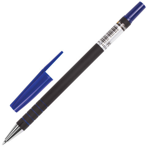 Ручка шариковая BRAUBERG "Capital", СИНЯЯ, корпус soft-touch черный, узел 0,7 мм, линия письма 0,35 мм, 141170