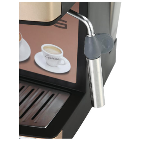 Кофеварка рожковая POLARIS PCM 1527E, 850 Вт, объем 1,5 л, 15 бар, ручной капучинатор, бежевый