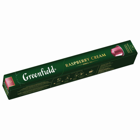 Чай в капсулах GREENFIELD "Raspberry Cream", травяной, гибискус и малина, 10 шт. х 2,5 г, 1365-10