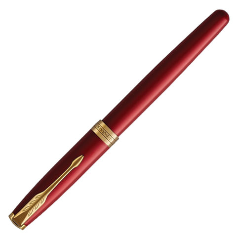 Ручка перьевая PARKER "Sonnet Core Intense Red Lacquer GT", корпус красный глянцевый лак, позолоченные детали, черная, 1931478