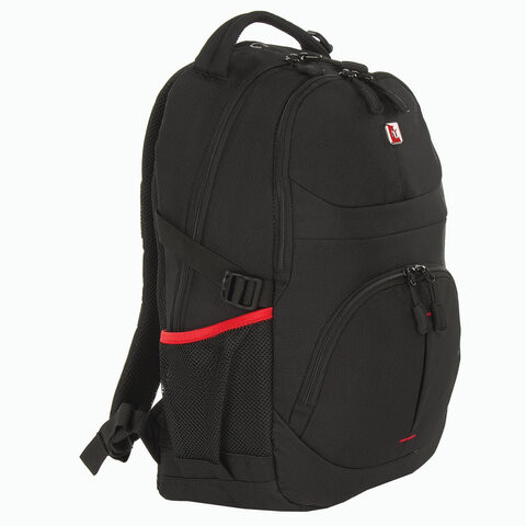 Рюкзак GERMANIUM "S-04" универсальный, уплотненная спинка, облегченный, черный, 46х32х15 см, 226953