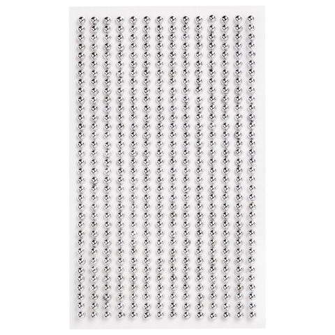 Стразы самоклеящиеся "Круглые", цвет серебро, 4 мм, 476 шт., на подложке, ОСТРОВ СОКРОВИЩ, 661569