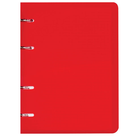 Тетрадь на кольцах А5 (160х215 мм), 80 л., пластиковая обложка, клетка, BRAUBERG, "Красный", 403252