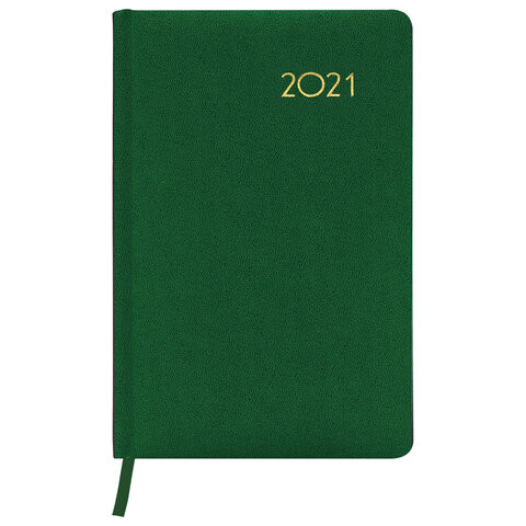 Ежедневник датированный 2021 А5 (138х213 мм) BRAUBERG "Select", балакрон, зеленый, 111397