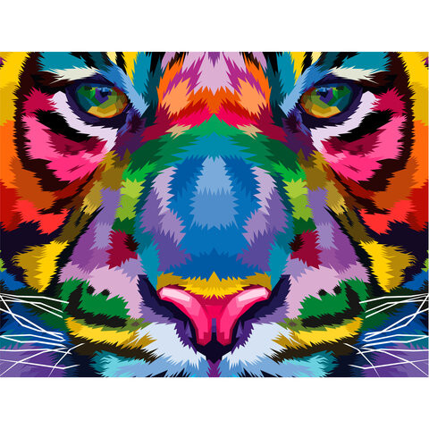 Картина по номерам 40х50 см, ОСТРОВ СОКРОВИЩ "Радужный тигр", на подрамнике, акрил, кисти, 663322