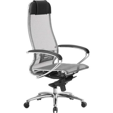 Кресло офисное МЕТТА "SAMURAI" S-1, сверхпрочная ткань-сетка, серое
