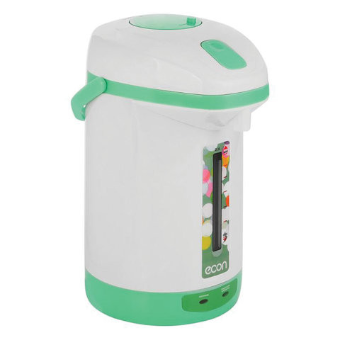 Термопот ECON ECO-250TP, 600 Вт, 2,5 л, ручной насос, пластик, белый/зеленый
