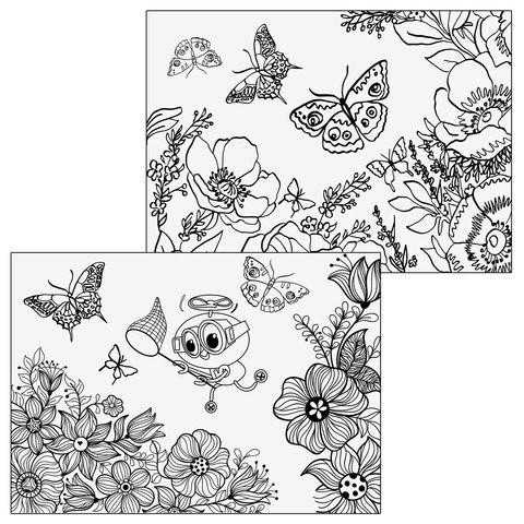 Альбом для рисования, А4, 8 листов, скоба, обложка картон, с раскраской, ЮНЛАНДИЯ, 200х283 мм, "Бабочки" (2 вида), 105039