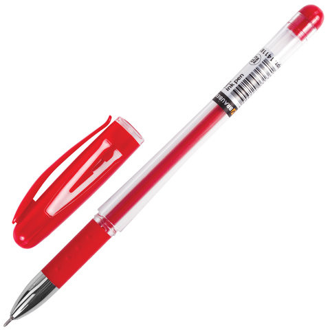 Ручка гелевая с грипом BRAUBERG "Geller", КРАСНАЯ, игольчатый узел 0,5 мм, линия письма 0,35 мм, 141181