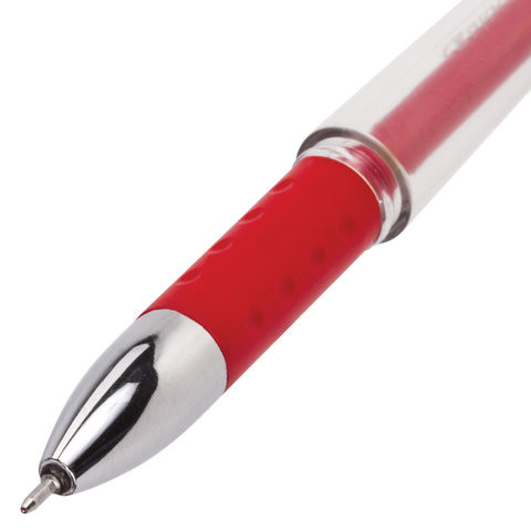 Ручка гелевая с грипом BRAUBERG "Geller", КРАСНАЯ, игольчатый узел 0,5 мм, линия письма 0,35 мм, 141181