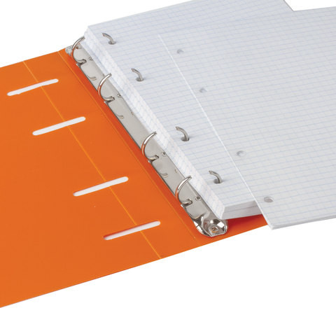 Тетрадь на кольцах А5 (160х215 мм), 80 л., пластиковая обложка, клетка, BRAUBERG, "Оранжевый", 403253