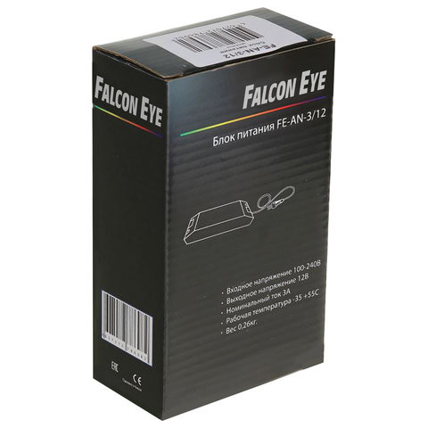 Блок питания FALCON EYE FE-AN-3/12, входное напряжение 87-264 В, выходное 12 В, номинальный ток 3 A, 00-00110279