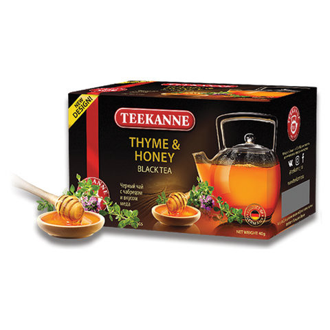 Чай TEEKANNE (Тиканне) "Thyme&Honey", черный, чабрец/мёд, 20 пакетиков по 2 г, Германия, 0306_4550