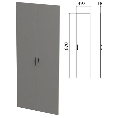 Дверь ЛДСП высокая "Этюд", комплект 2 шт., 397х18х1870 мм, серая, 400012-03