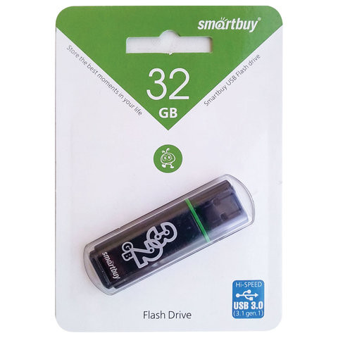 Флеш-диск 32 GB SMARTBUY Glossy USB 3.0, тёмно-серый, SB32GBGS-DG