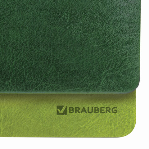 Планинг датированный 2021 (305х140 мм) BRAUBERG "Bond", кожзам, зеленый/салатовый, 111508