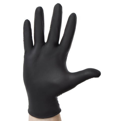 Перчатки нитриловые смотровые, 50 пар (100 шт.), неопудренные, M (средний), KLEVER "Стандарт", черные, NG080 BL