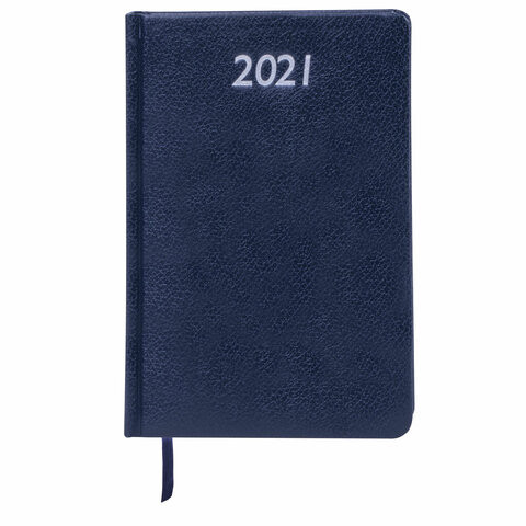 Ежедневник датированный 2021 А5 (138х213 мм) BRAUBERG "Profile", балакрон, синий, 111384