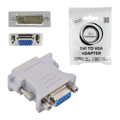 Переходник DVI-VGA, CABLEXPERT, M-F, для передачи аналогового видео, A-DVI-VGA