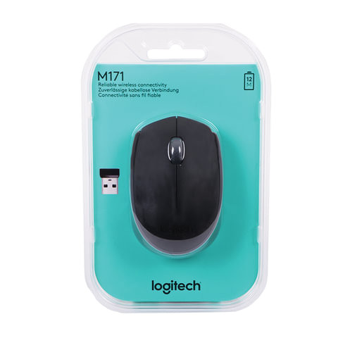 Мышь беспроводная LOGITECH M171, 2 кнопки + 1 колесо-кнопка, оптическая, черная, 910-004424