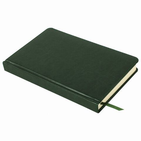 Ежедневник недатированный А5 (138х213 мм) BRAUBERG "Imperial", 160 л., кожзам, зеленый, 111855