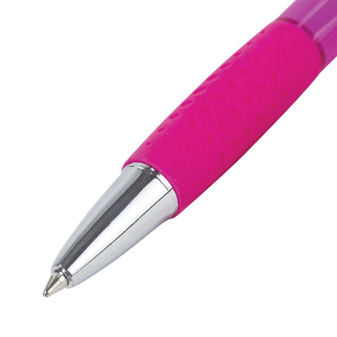 Ручка шариковая автоматическая BRAUBERG SUPER, СИНЯЯ, корпус розовый, узел 0,7 мм, линия письма 0,35 мм, 143372