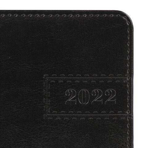 Ежедневник датированный 2022 А5 138x213 мм BRAUBERG "Imperial", под кожу, черный, 112759