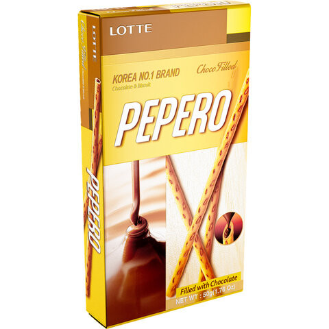 Печенье-соломка LOTTE "Pepero Choco Field" с шоколадной начинкой, 50 г, Корея, 24