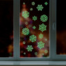 Украшение для окон и стекла ЗОЛОТАЯ СКАЗКА "Снежинки светящиеся в темноте 1", 30х38 см, ПВХ, 591262