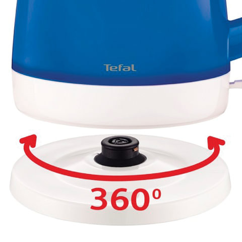 Чайник TEFAL KO151430, 1,5 л, 2400 Вт, закрытый нагревательный элемент, пластик, синий